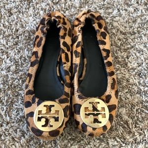 Tory Burch leopard calf hair flats size 6